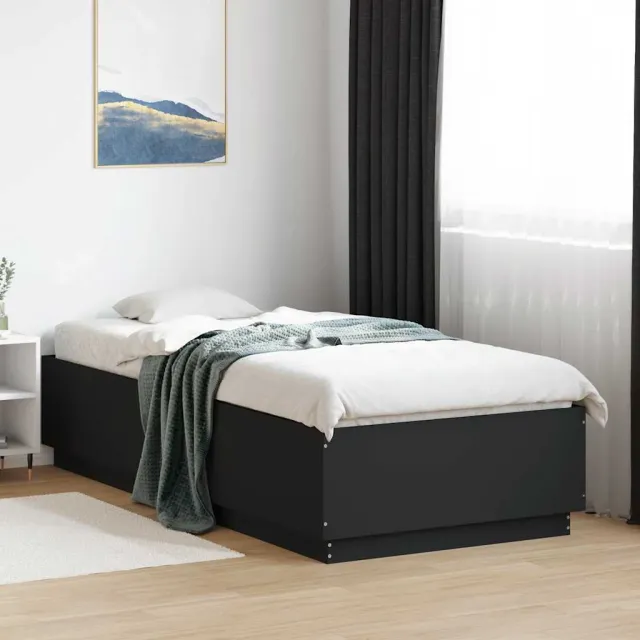 vidaXL Bedframe bewerkt hout zwart 100x200 cm