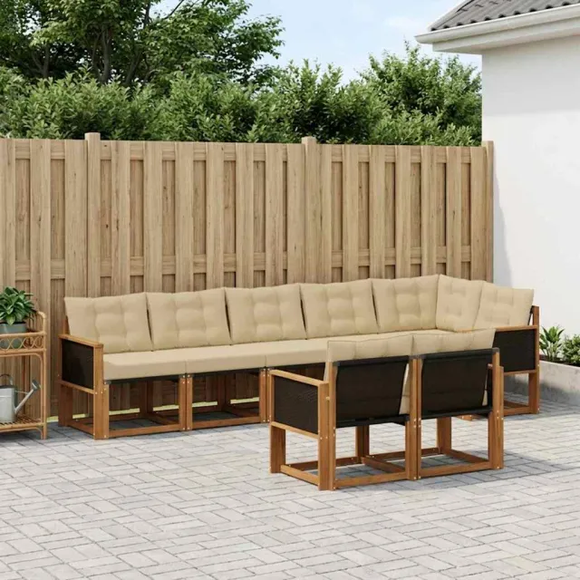 vidaXL Buiten bankenset 8 st 7-zits Natuurlijk en Beige