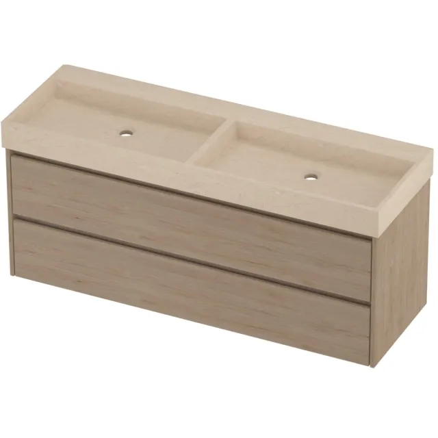 Proline Evoli Badmeubelset Hardsteen Loft Dubbel 140x46x62 cm Sand Stone Ideal Oak Eiken