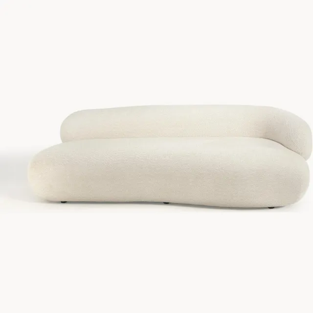 Westwing Collection Bank Alba (3-zits) uit teddy bouclé Wit