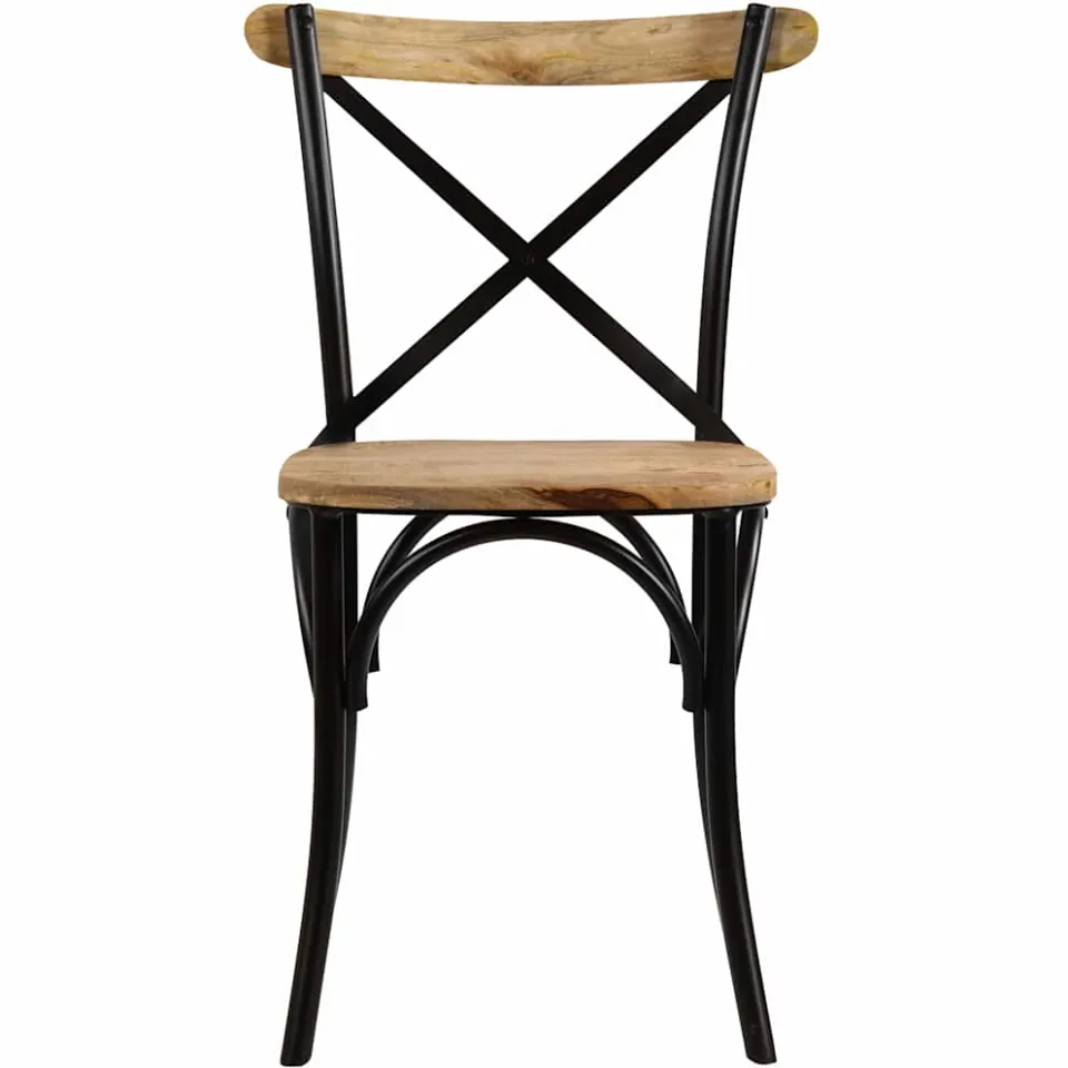 vidaXL Kruisstoelen 6 st massief mangohout zwart, foto 4