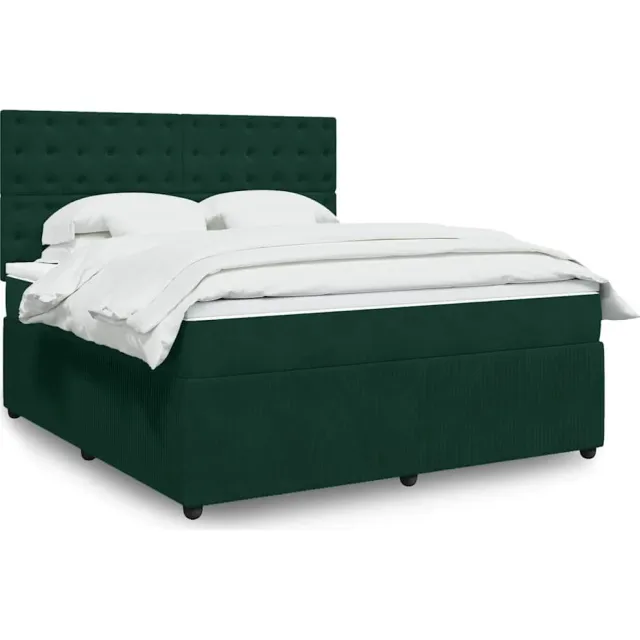 vidaXL Boxspring met matras fluweel donkergroen 180x200 cm groen