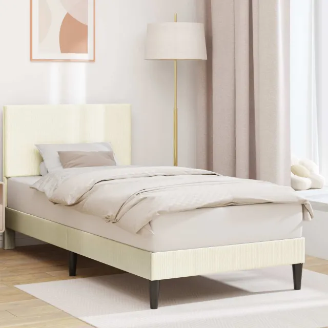 vidaXL Bedframe Crèmekleurig 90 x 190 cm Katoen Stof