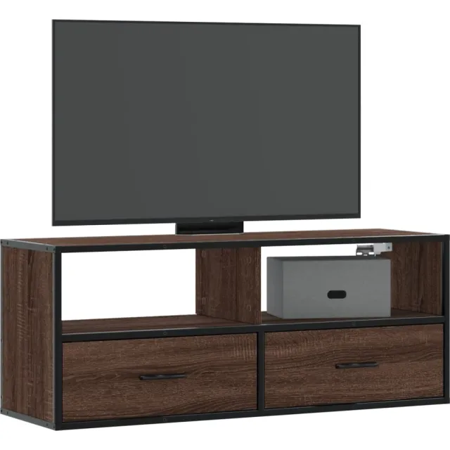 vidaXL Tv-meubel 100x31x39,5 cm bewerkt hout metaal bruin eikenkleurig