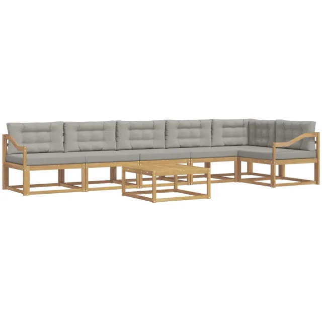 vidaXL Buiten - bank - set - 7 - st - 6-zits - Wit - en - Lichtgrijs - Polyester