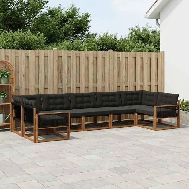 vidaXL Buiten bankenset 7 st 7-zits Naturel en Zwart