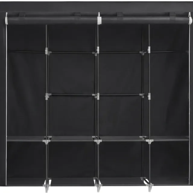 Songmics Kledingkast - 4 Hangvakken - Met Planken en Zijvakken - Voor Slaapkamer Woonkamer Zwart