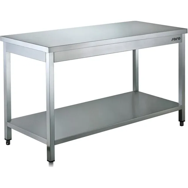 Saro Roestvrij stalen tafel, met onderblad - 700 mm diepte, 800 mm | 700-1110 Grijs