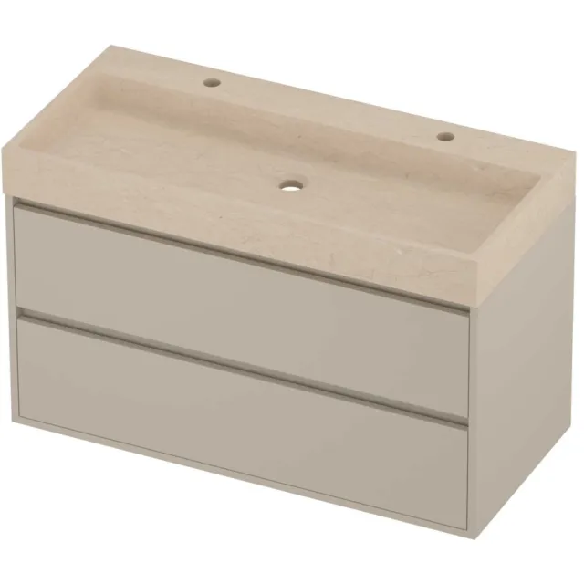 Proline Evoli Badmeubelset Hardsteen Loft 2 Gaten 100x46x62 cm Sand Stone Soft Linen Beige