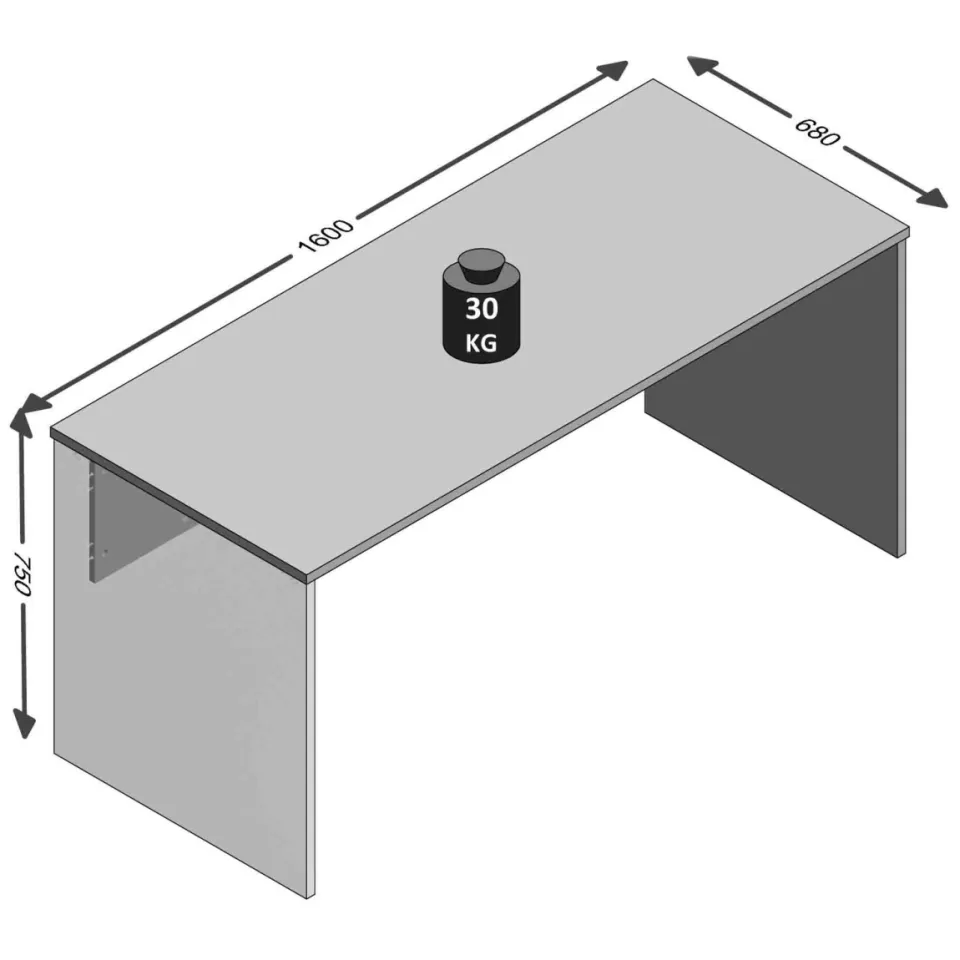 Bureau Triton Beton grijs, foto 2