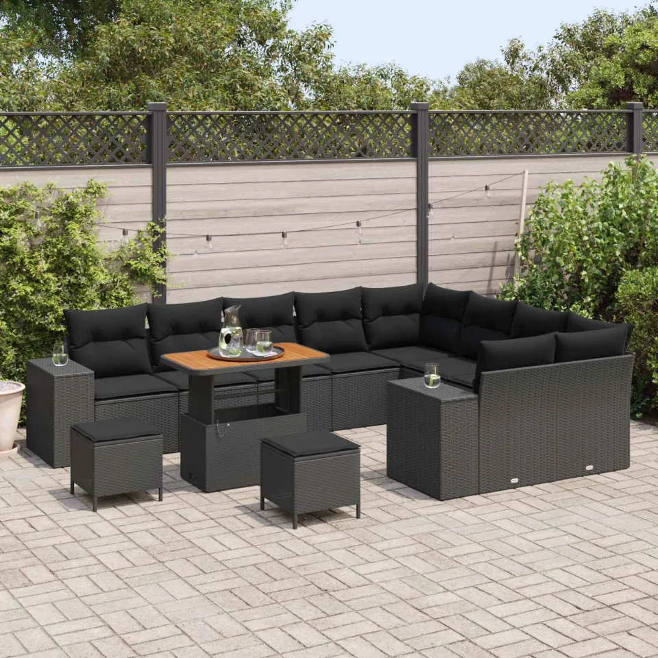 vidaXL Tuin Sofa Set 12 st Zwart poly rattan, foto 3
