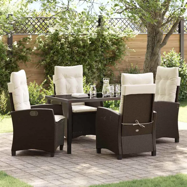vidaXL Tuin eettafelset 5 st Bruin poly rattan, foto 2