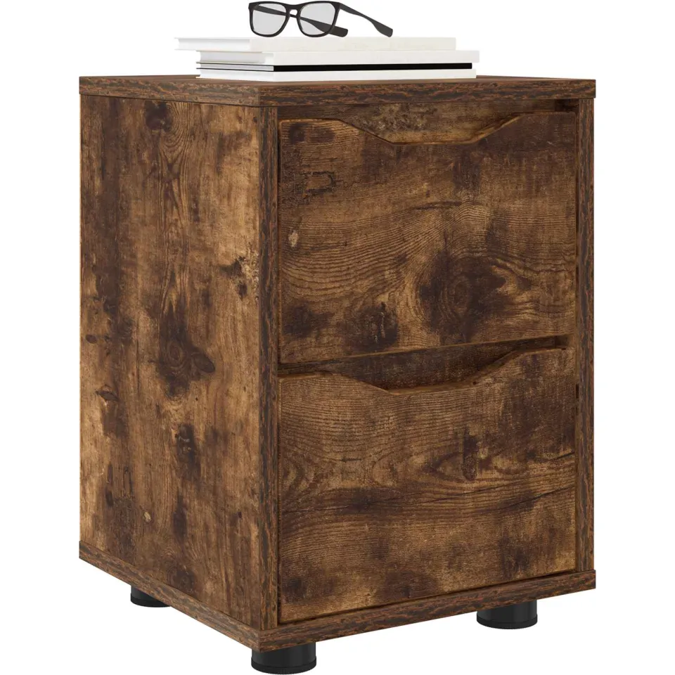 vidaXL Nachtkastjes 2 st Gerookt eiken 30,5 x 30 x 43 cm Bewerkt hout Bruin