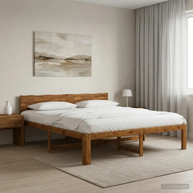 vidaXL Tweepersoonsbed met hoofdeinde ROSTOCK Naturel 200 x 200 cm