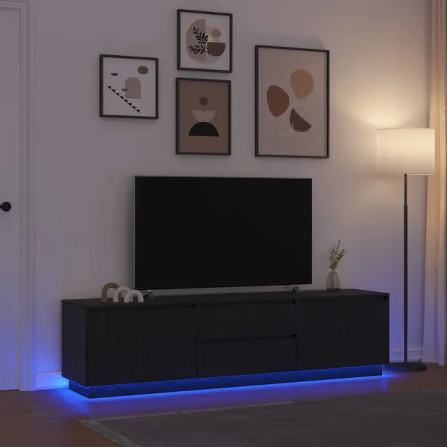 vidaXL Tv-meubel met LED-verlichting 193,5x41x50 cm zwart eikenkleurig, foto 2