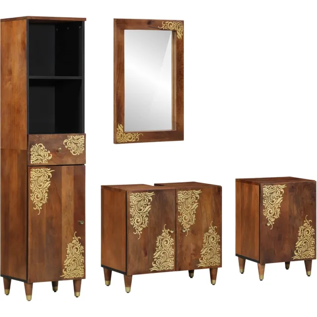 vidaXL Badkamerkastenset 4 st Honingbruin 62 x 33 x 58 cm