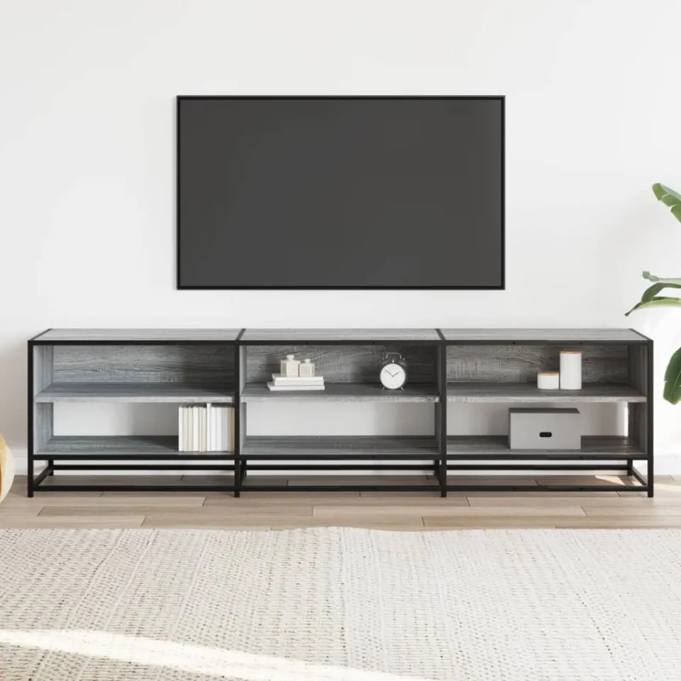 vidaXL Tv-meubel 180x40x46 cm bewerkt hout grijs sonoma eikenkleurig, foto 2