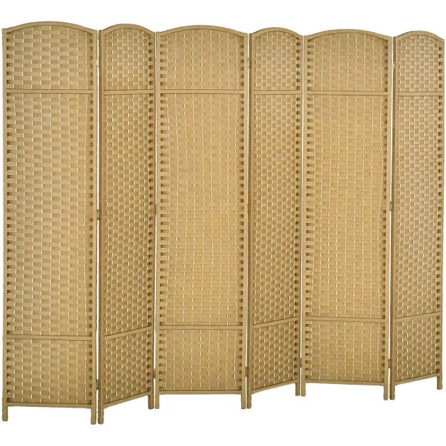 Hoohohoo Kamerscherm Bamboe - Privacy Scherm Binnen - Ruimteverdeler 6-Delig - Opvouwbaar - Vrijstaand - Woonkamer - 240x170 cm Natuurlijk hout