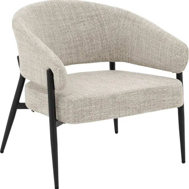 Goossens Fauteuil Sofi - Stof - Beige - Met Armleuning stof gemeleerd fijn geweven beige