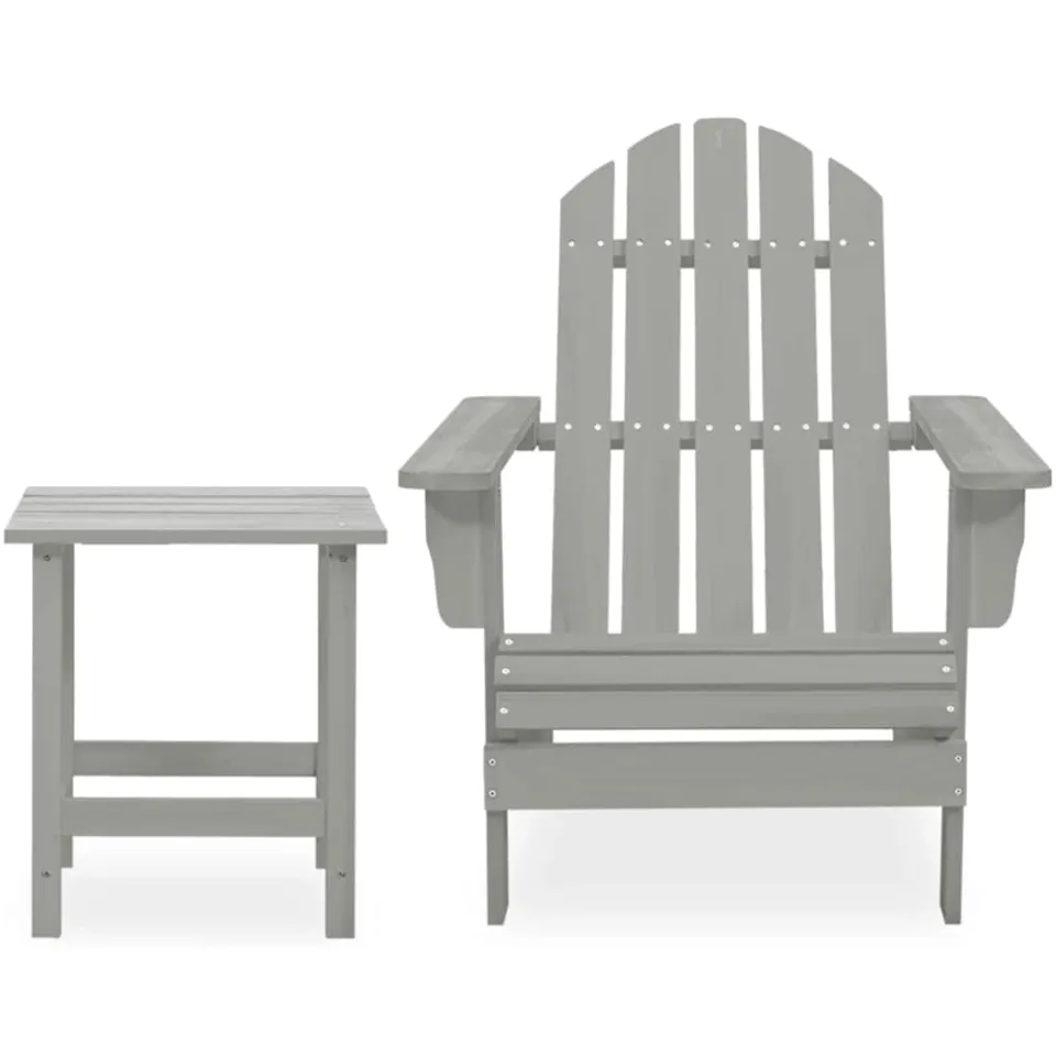 vidaXL Tuinstoel Adirondack met tafel massief vurenhout grijs, foto 2