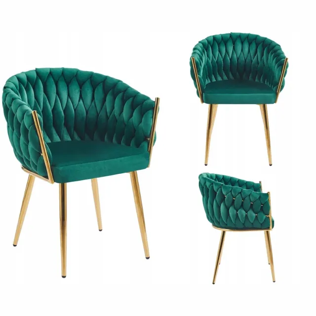 Furnitex Davis Riviera 38 - Eetkamerstoel - Groen fluweel - Goudkleurig metalen frame Groen;Goud