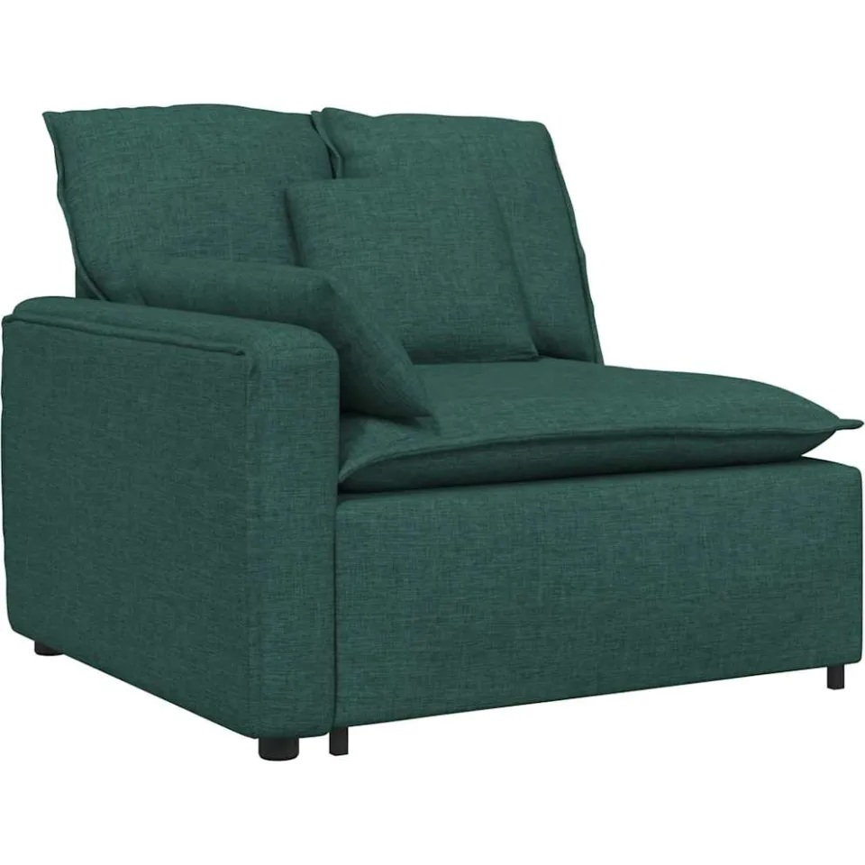 vidaXL Modulaire bank Armleuning eindmodule met kussens 100 cm groen, foto 3