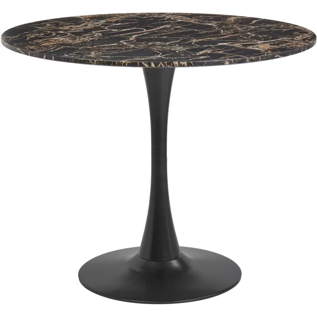 Beliani BOCA - Ronde eettafel - Marmer-look - 90 cm - MDF Zwart