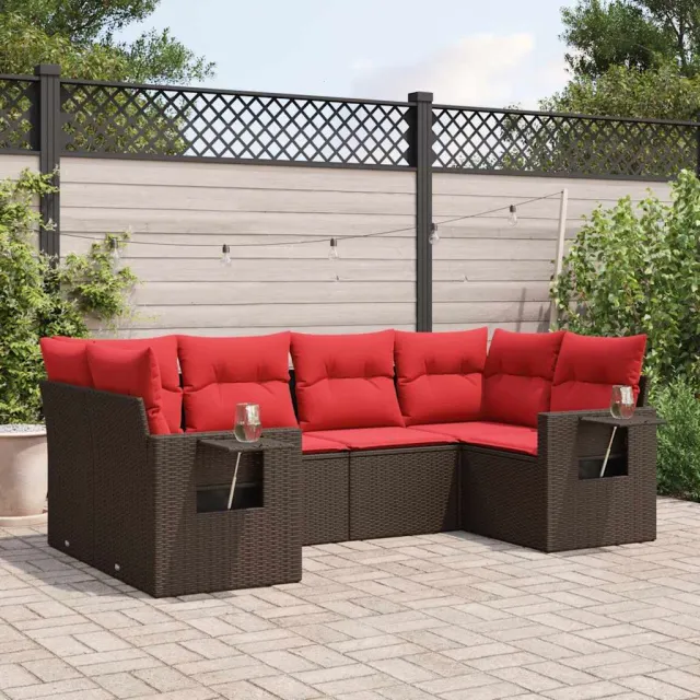 vidaXL 6-delige tuinbankset met kussens, bruin polyrotan, foto 2