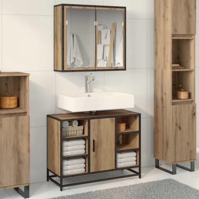 vidaXL Badkamermeubelset 2 st Artisan Eiken 80 x 33 x 60 cm Bruin