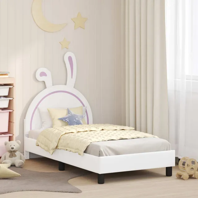 vidaXL Bedframe voor kinderen met hoofdbord Wit 80 x 160 cm PU