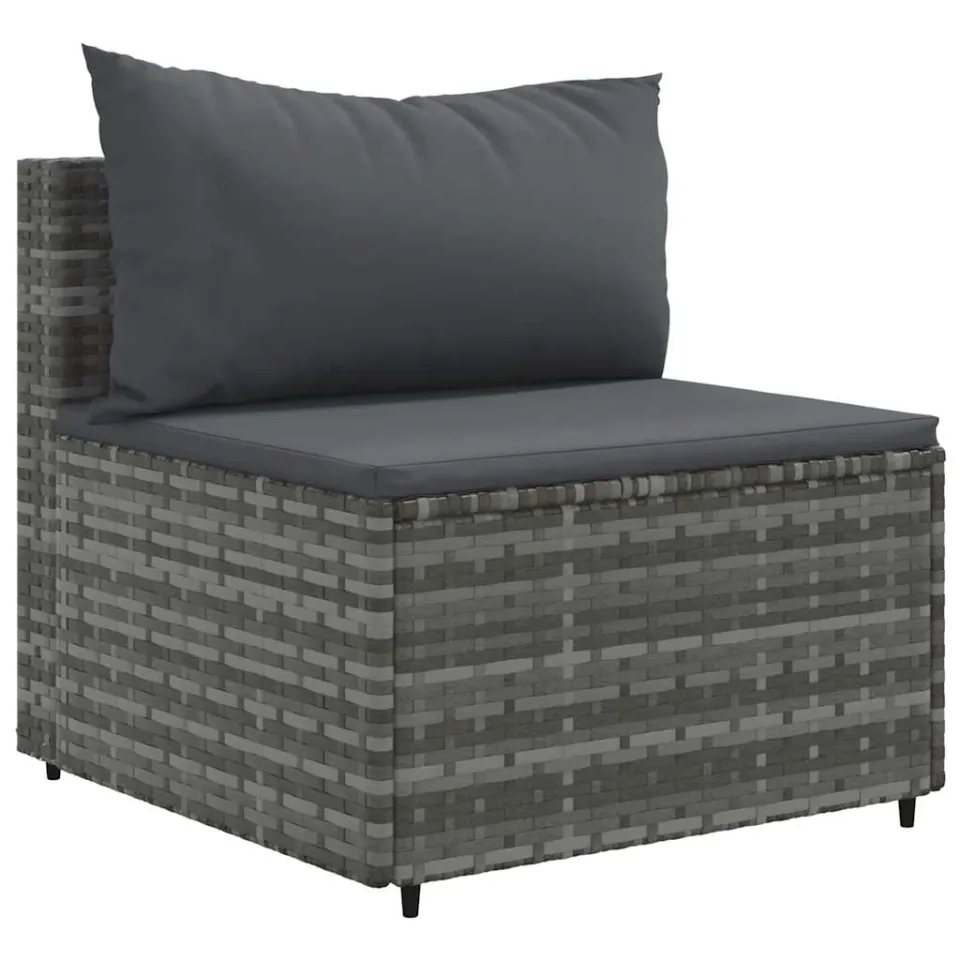 vidaXL 4-delige Loungeset met kussens poly rattan grijs, foto 4