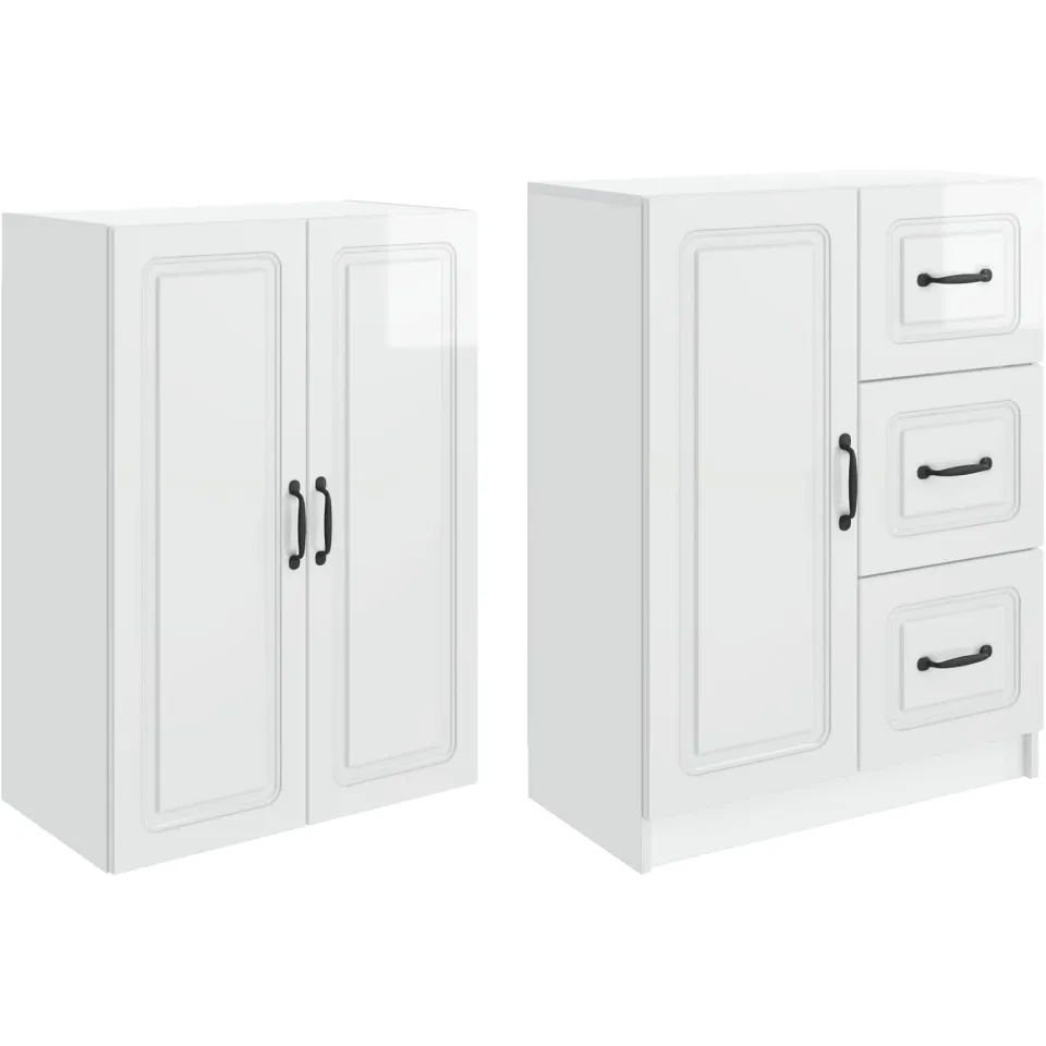 vidaXL Kastenset 2 st Hoogglans Wit Bewerkt hout, foto 4