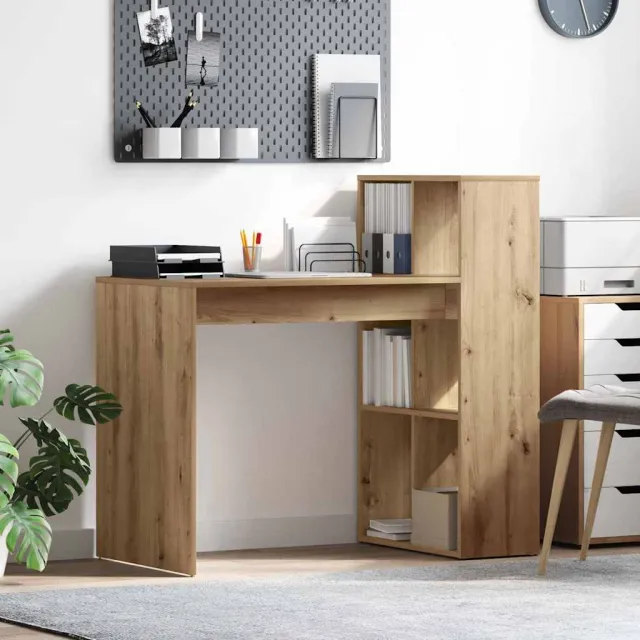 vidaXL Bureau Artisan Eiken 108 x 55 x 103 cm Bewerkt hout Bruin