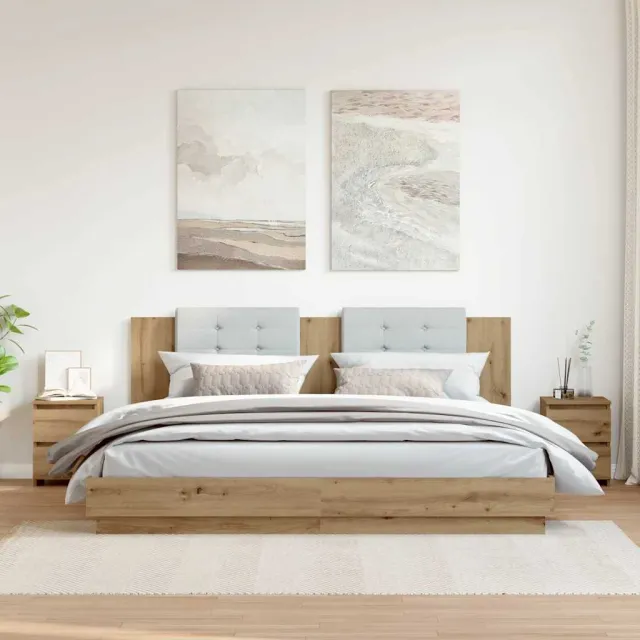 vidaXL Nachtkastjes 2 st 30x30x40cm bewerkt hout artisanaal eikenkleur Bruin