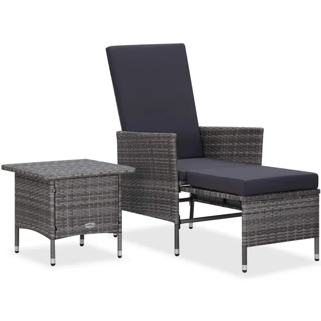 vidaXL 2-delige Loungeset met kussens poly rattan grijs, foto 2