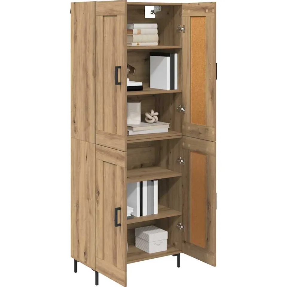 vidaXL Hoge kast 2 st Artisan Eiken 69,5 x 34 x 180 cm Bewerkt hout Bruin