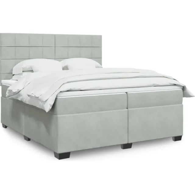 vidaXL Boxspring met matras fluweel lichtgrijs 200x200 cm grijs