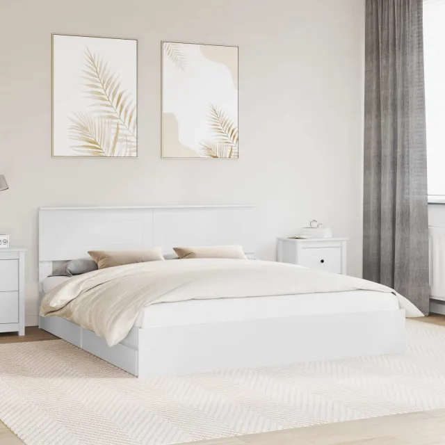 vidaXL Opslag bed met lade met opslag Wit 180 x 200 cm Bewerkt hout