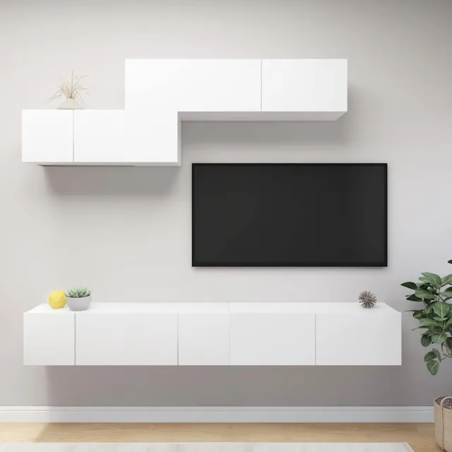 vidaXL 6-delige Tv-meubelset bewerkt hout wit, foto 2