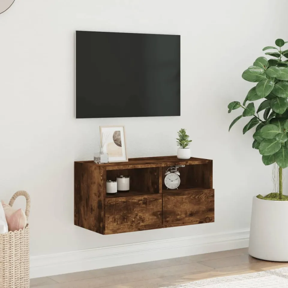 vidaXL Tv-wandmeubel 60x30x30 cm bewerkt hout gerookt eikenkleurig, foto 3