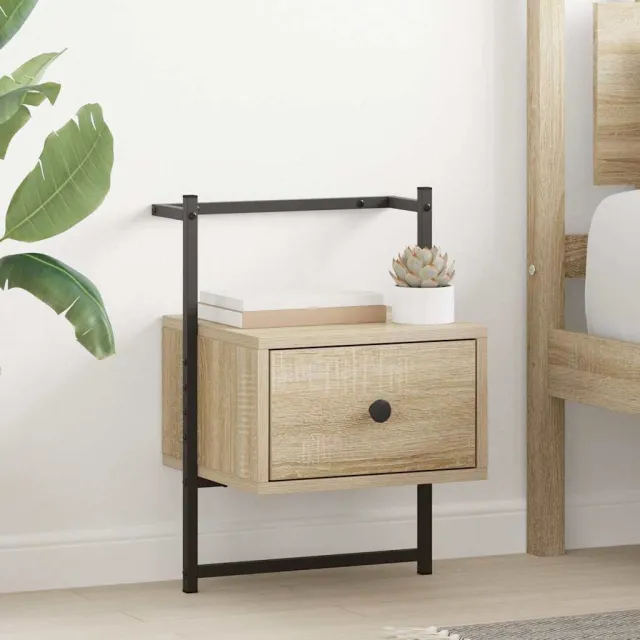 vidaXL Nachtkastjes 2 st wandgemonteerd 35x30x51 cm hout sonoma eiken, foto 2