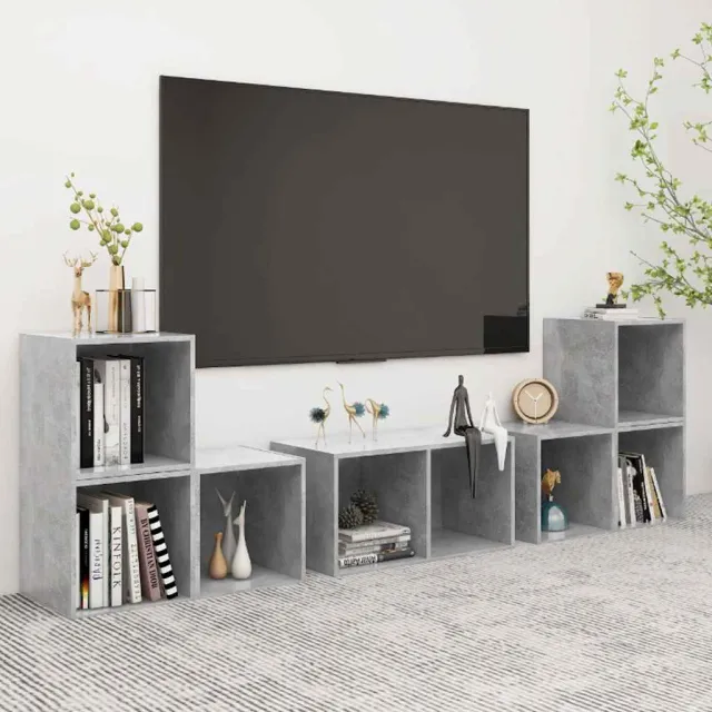 vidaXL 6-delige Tv-meubelset bewerkt hout betongrijs grijs, foto 2