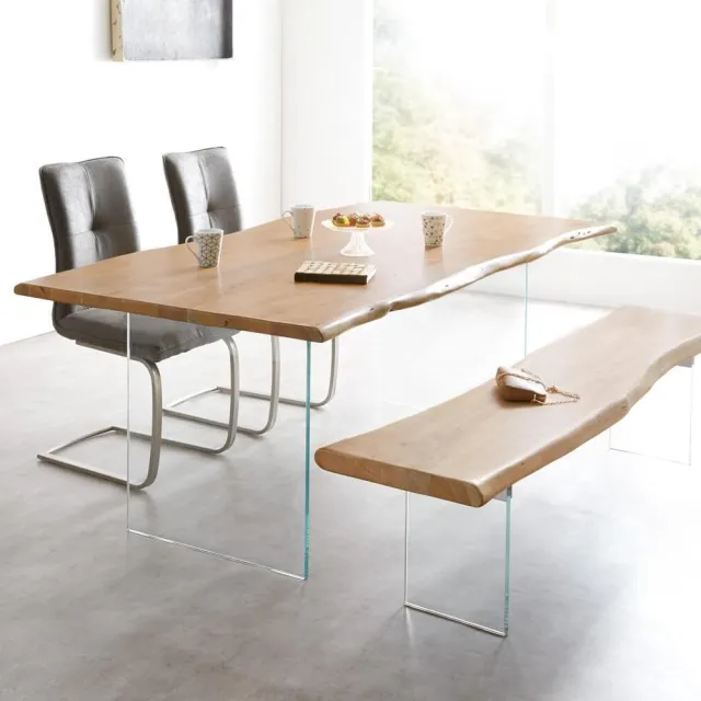 DELIFE Eettafel Edge acacia natuur 200x100 verre Live-Edge Bruin