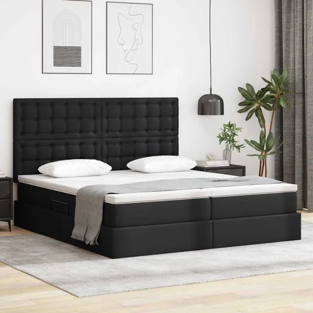 vidaXL Opbergbed met matras met matras Zwart 200 x 200 cm Nep Leer