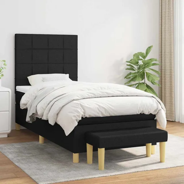 vidaXL Boxspring met matras stof zwart 90x200 cm