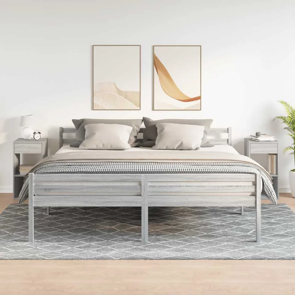 vidaXL Nachtkastjes 2 st met lade 35x34x66,5cm grijs sonoma eikenkleur, foto 2