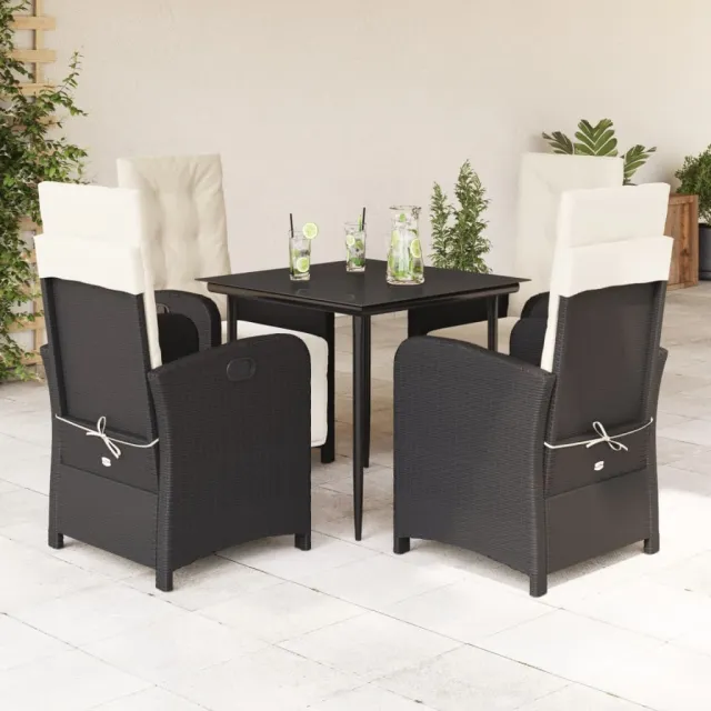 vidaXL 5-delige Tuinset met kussens poly rattan zwart, foto 2
