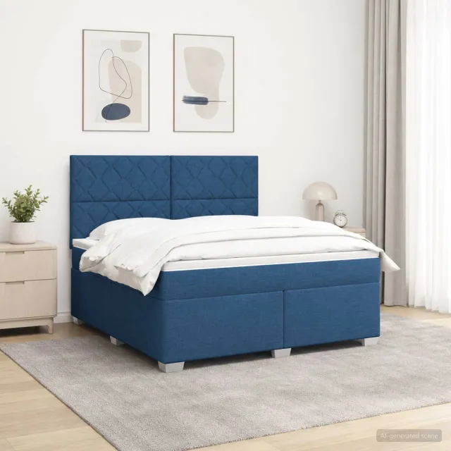 vidaXL Boxspringbed met matras met hoofdeinde Blauw 160 x 200 cm Stof