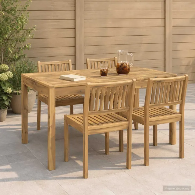 vidaXL Tuindiner tafel LAREN Witgewassen 141 x 80,5 x 75 cm Bruin
