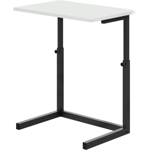 FurniChic Bijzettafel - Houten en Metalen - Wit - Hoogte Verstelbaar Laptoptafel - Thuis en Kantoor - 60x40x43/73 cm